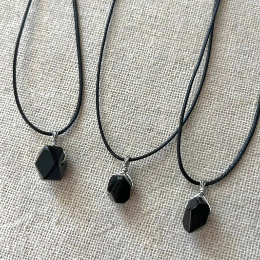 Geo Pendant - Obsidian