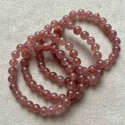 Strawberry Quartz 8mm Beaded Bracelet - Joy