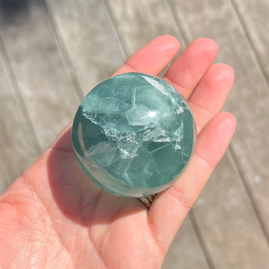 Green Fluorite Small Sphere Crystal - Calm, Cleansing, Harmony