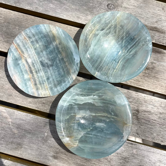 Blue Onyx Small Crystal Bowl - Calm, Peace, Grounding
