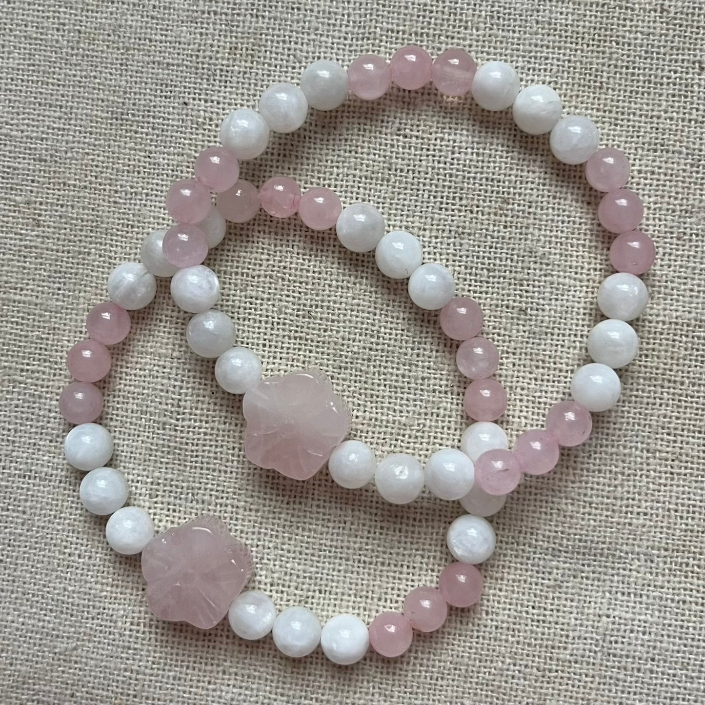 Cherry Blossom Love Bracelet - Rose Quartz & Moonstone