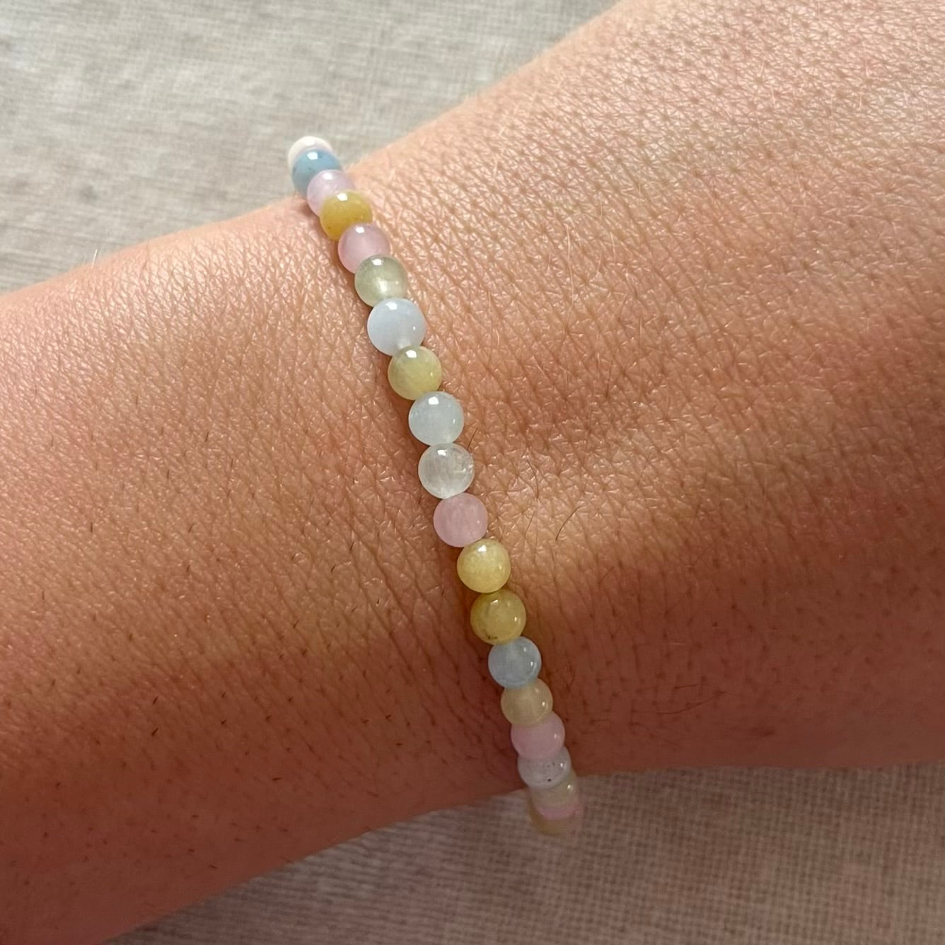 Morganite 4mm Beaded Bracelet - Divine Love