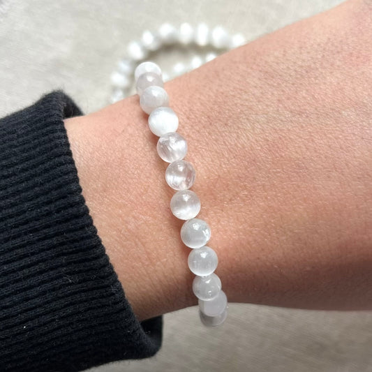Selenite 6mm Beaded Bracelet - Purify