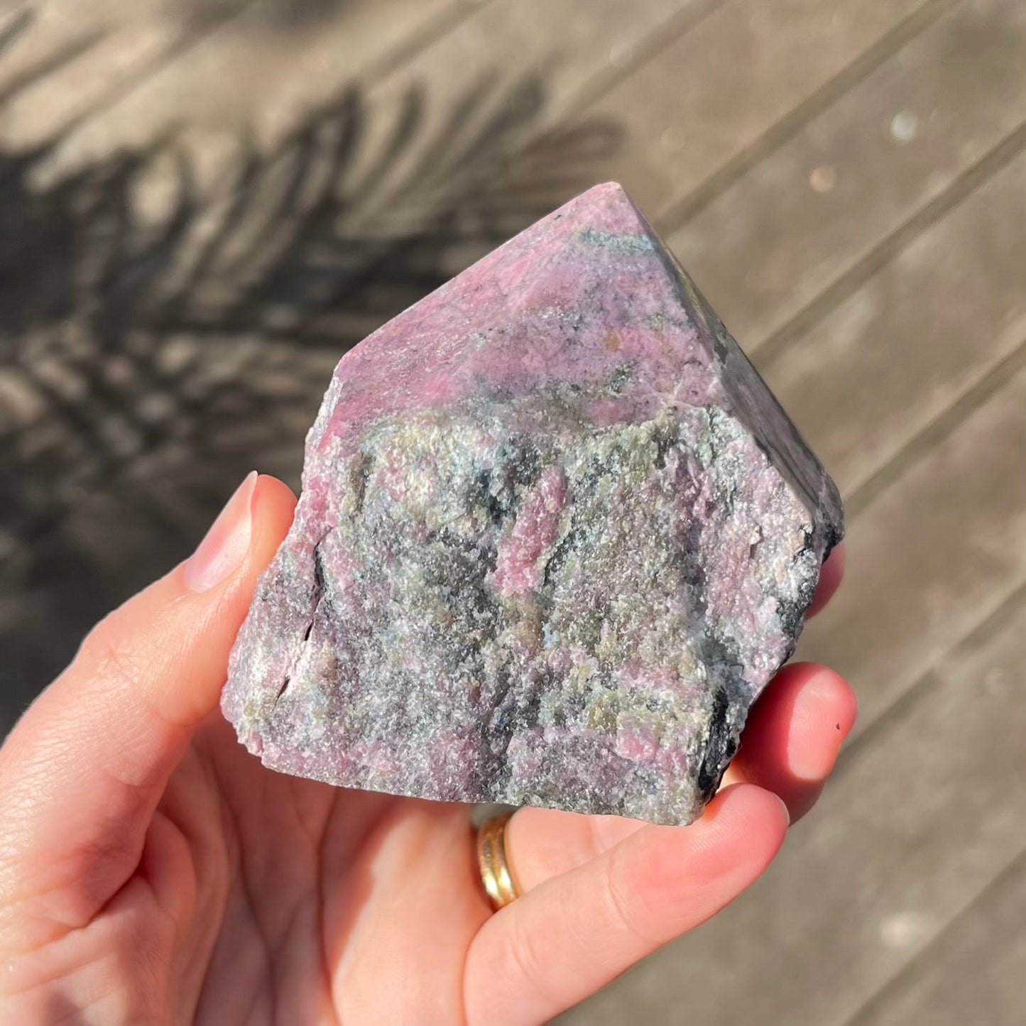 Black Vein Rhodonite Raw Point Crystal - Compassion, Love