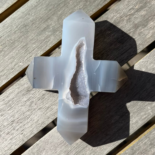 Agate XL Cross Crystal - Grounding, Harmonising, Protective