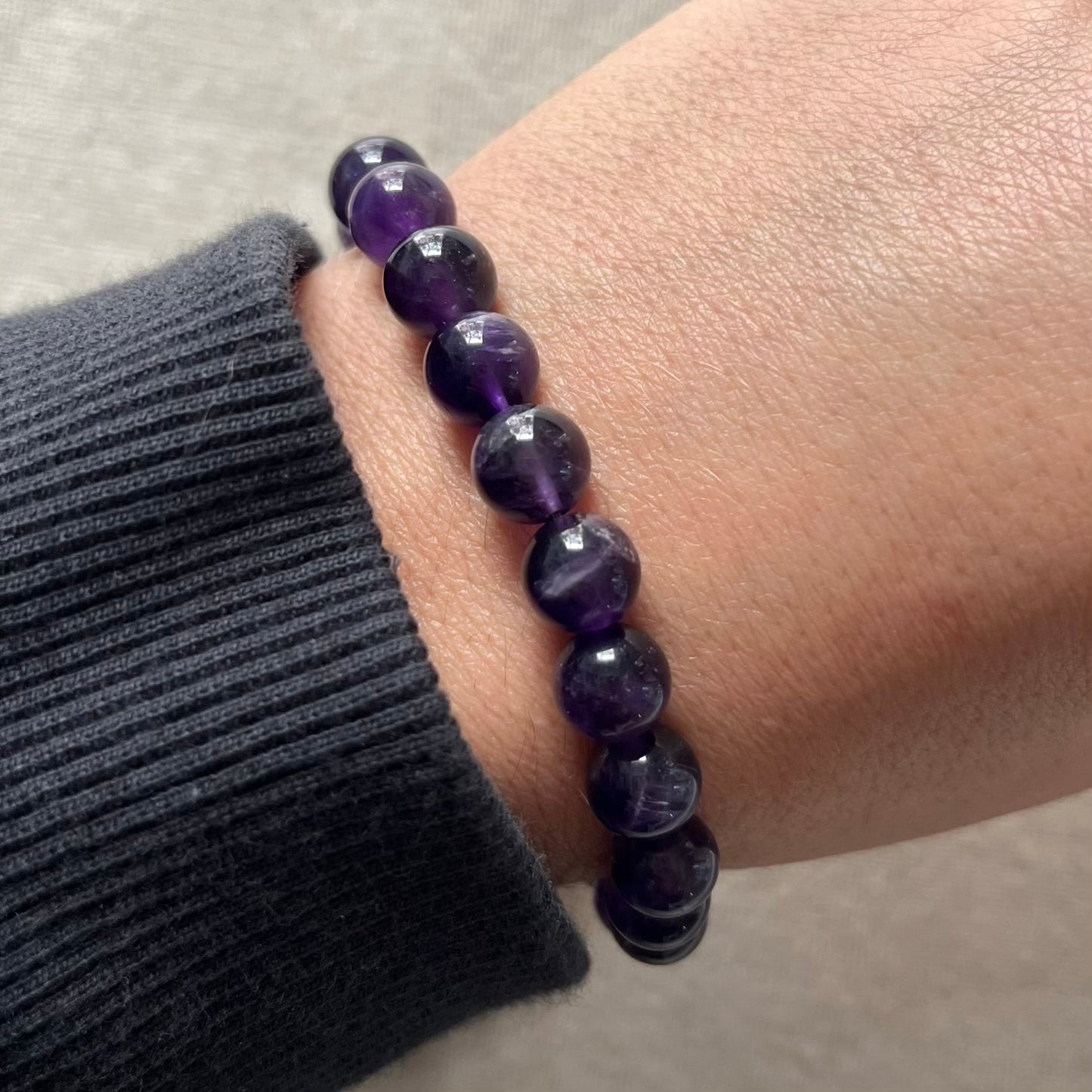 Amethyst 8mm Beaded Bracelet - Spiritual Protection