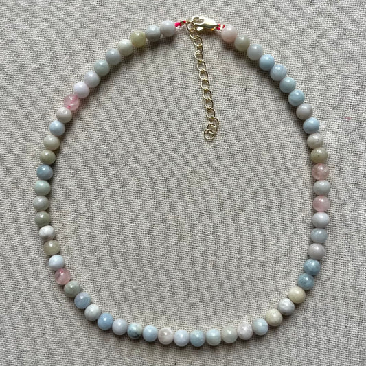 Morganite 6mm Beaded Necklace - Divine Love
