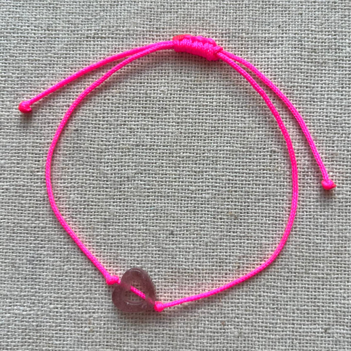Heart Cord Bracelet - Strawberry Quartz