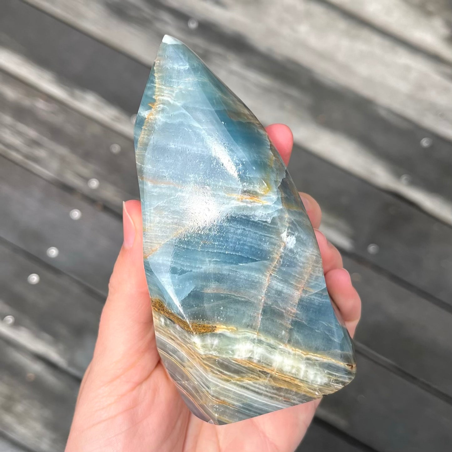 Blue Onyx Large Flame Crystal - Calm, Peace, Grounding
