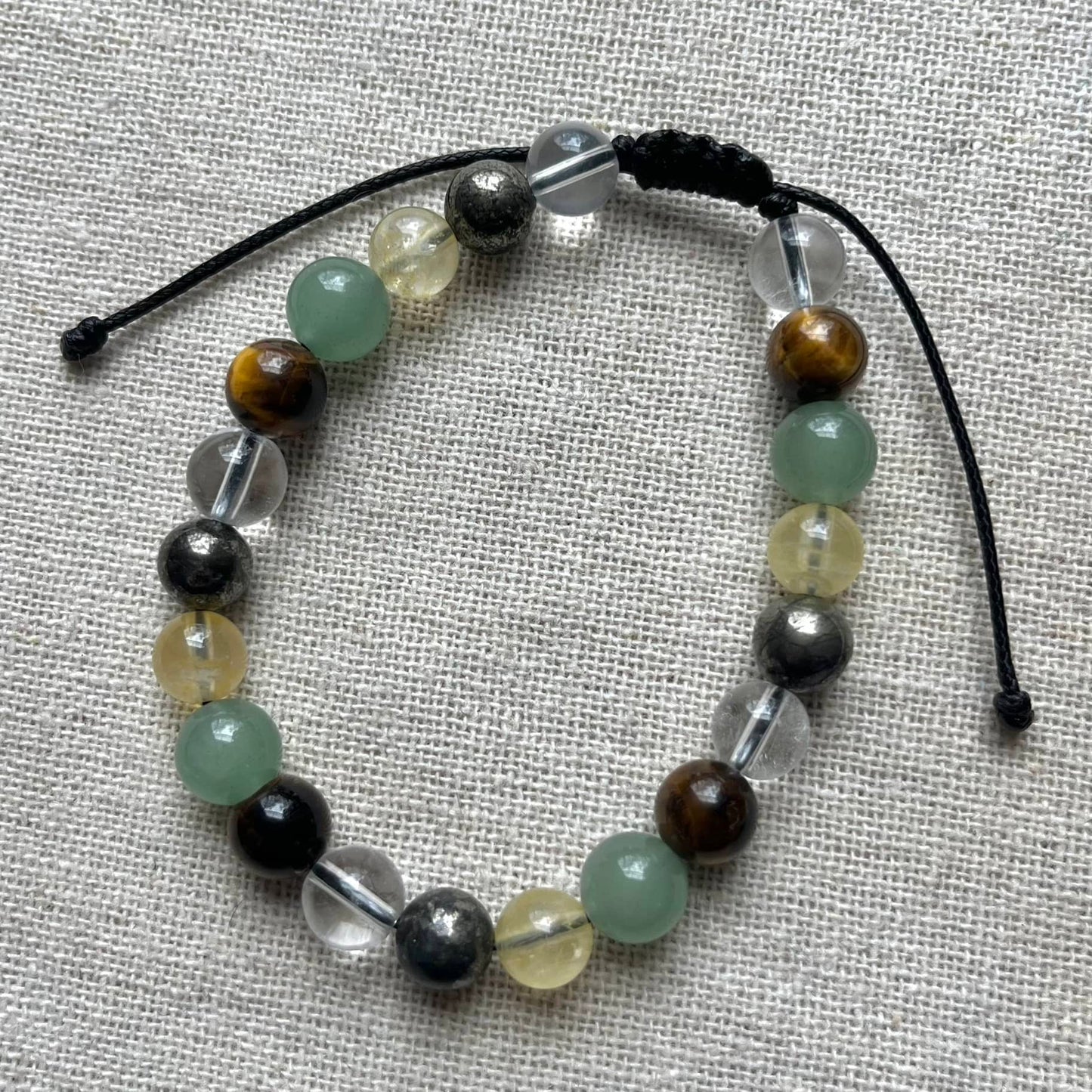 Prosperity Cord Bracelet - Citrine, Pyrite, Tiger Eye, Aventurine & Quartz