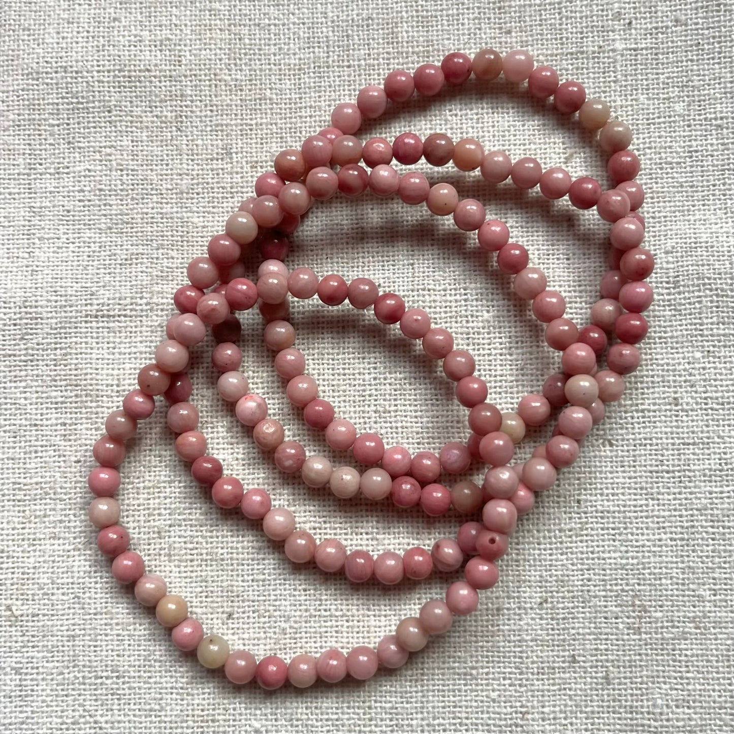 Rhodochrosite 4mm Beaded Bracelet - Compassion
