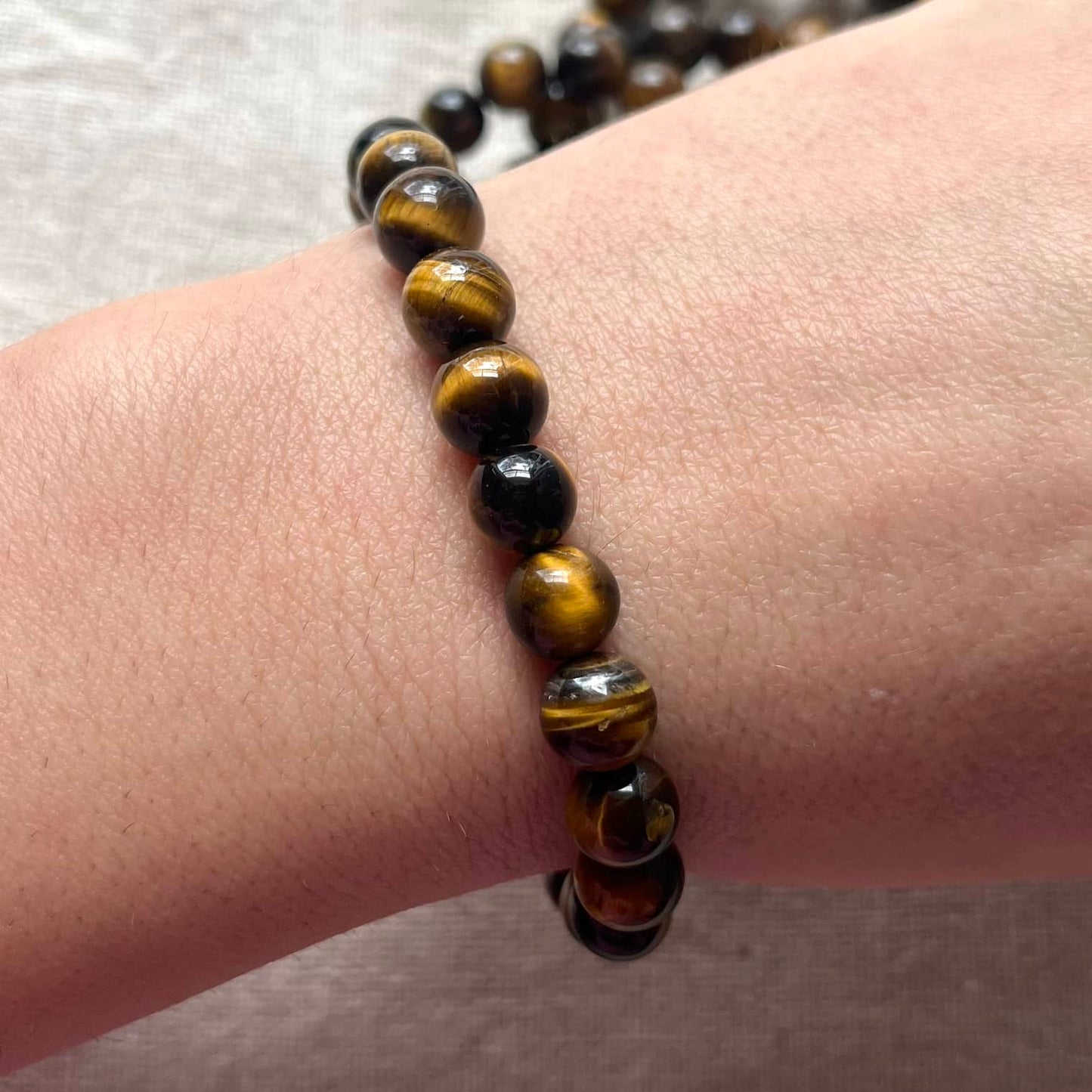 Tiger Eye 8mm Beaded Bracelet - Balance