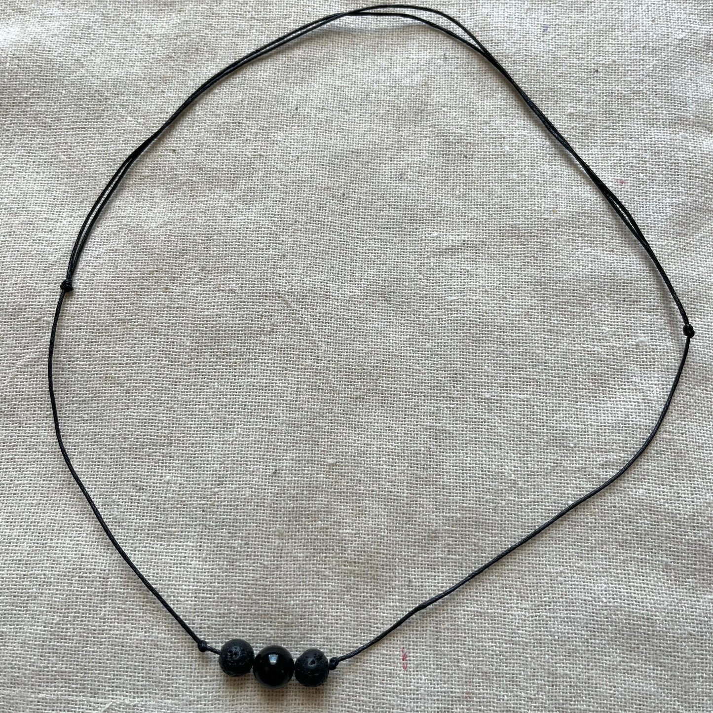 I Am Protected Necklace - Obsidian & Lava Stone