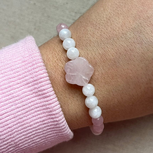 Cherry Blossom Love Bracelet - Rose Quartz & Moonstone