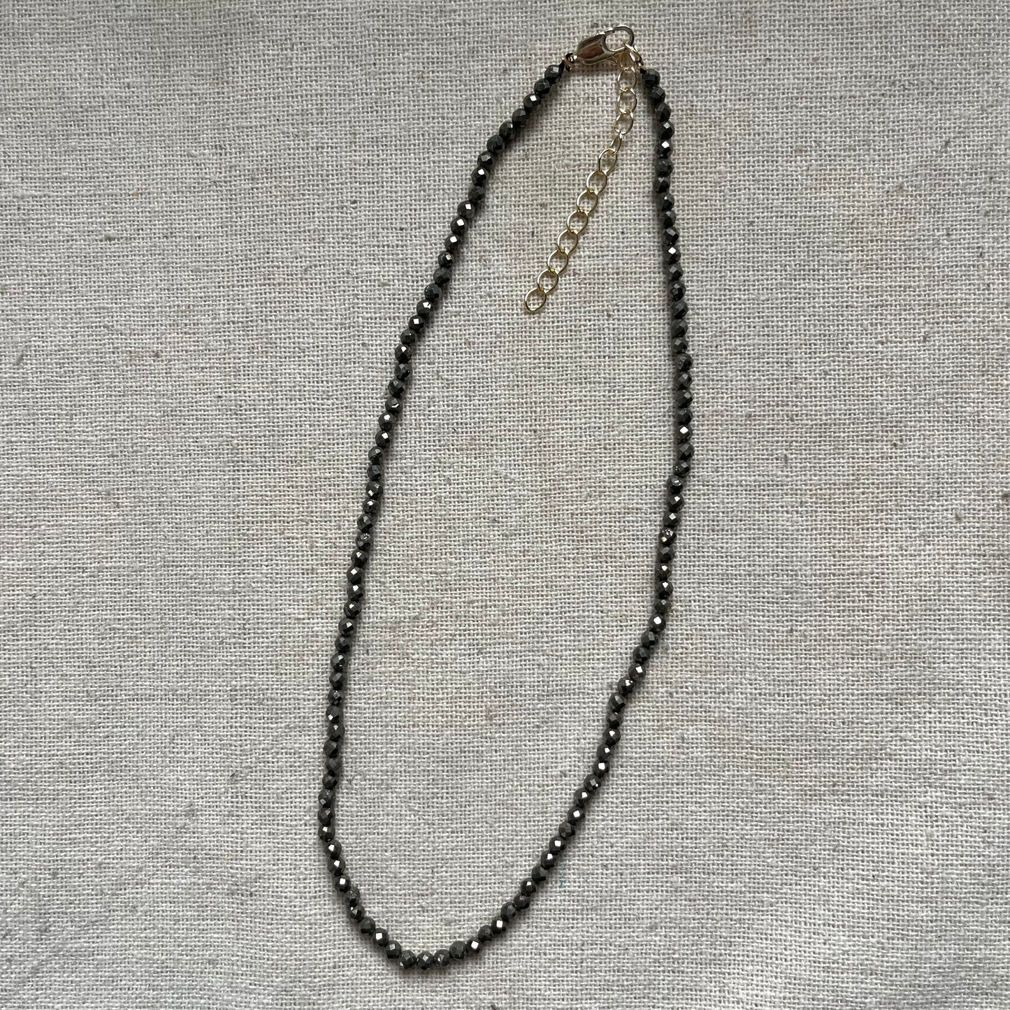 Pyrite 3mm Facet Beaded Necklace - Wealth