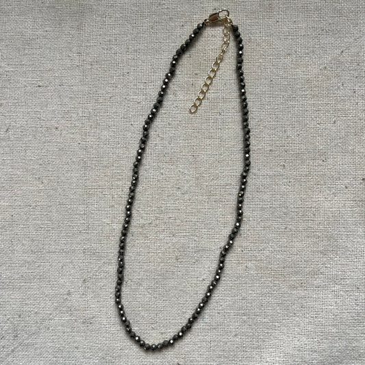 Pyrite 3mm Facet Beaded Necklace - Wealth
