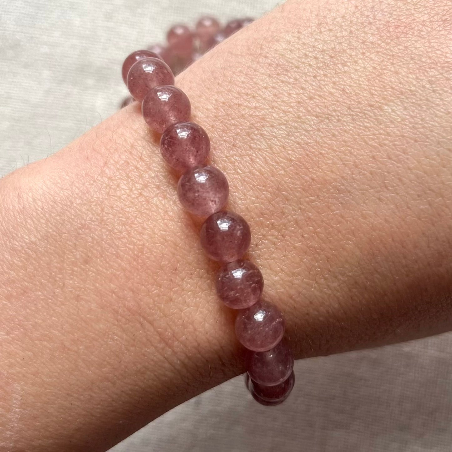 Strawberry Quartz 8mm Beaded Bracelet - Joy