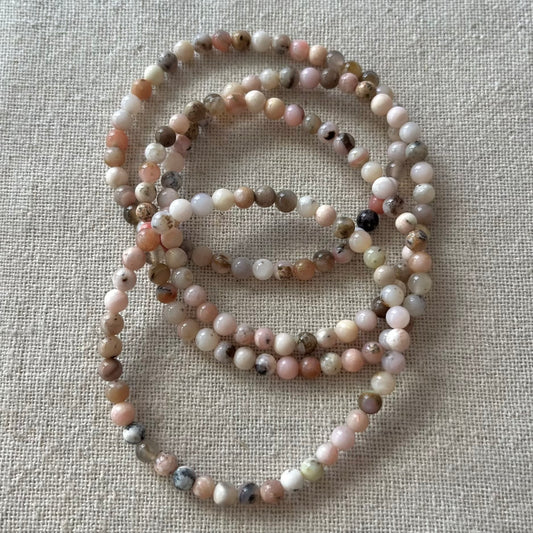 Pink Opal 4mm Beaded Bracelet - Emotional Healing