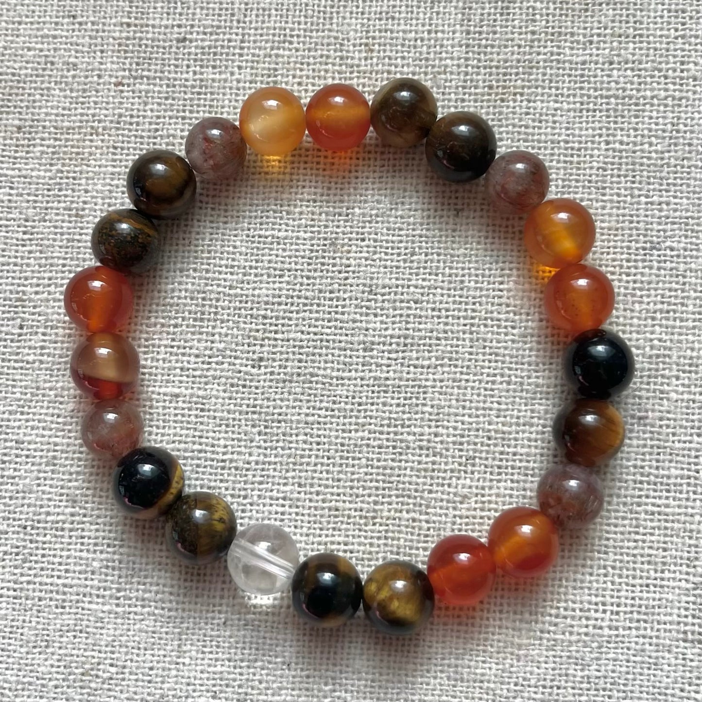 Joy & Positivity Bracelet - Carnelian, Tiger Eye, Auralite & Clear Quartz