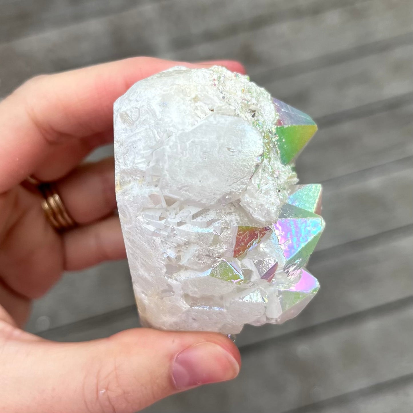 Angel Aura Quartz Medium Heart Crystal - Joy, Ethereal, Emotional Healing