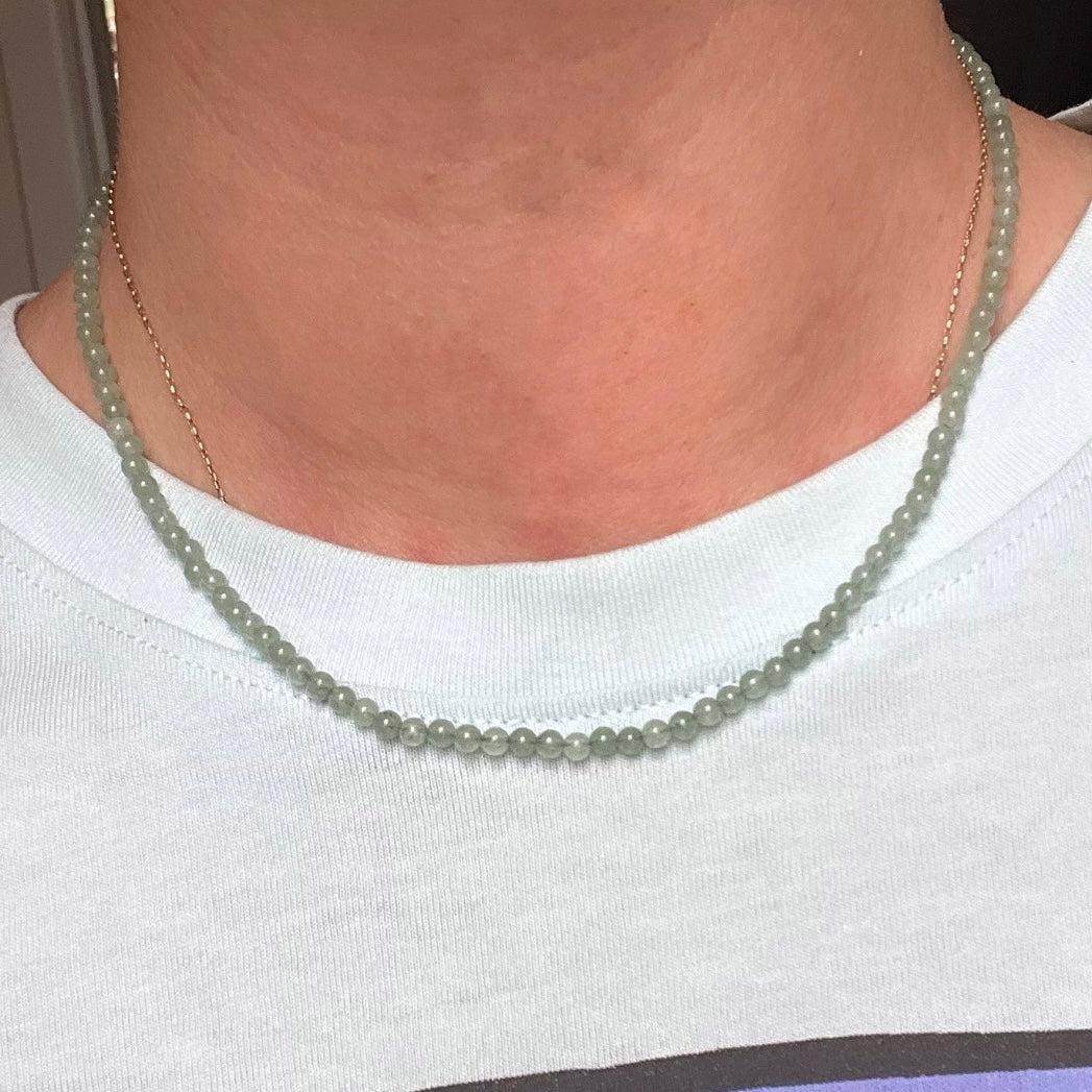 Green Aventurine 3mm Beaded Necklace - Prosperity