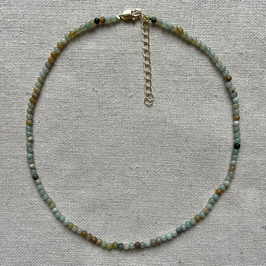 Amazonite 3mm Beaded Necklace - Peace