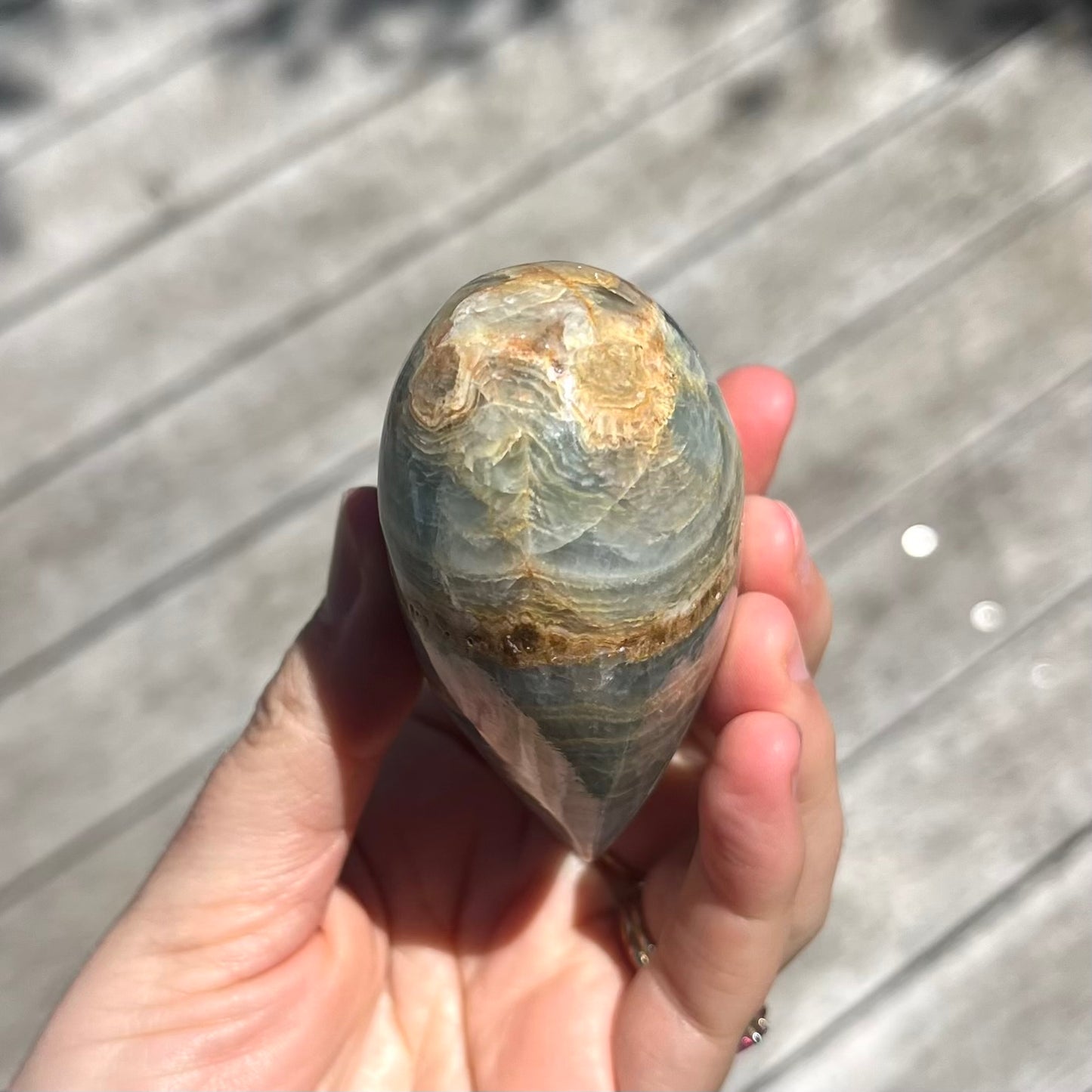 Blue Onyx Large Heart Crystal - Calm, Peace, Grounding