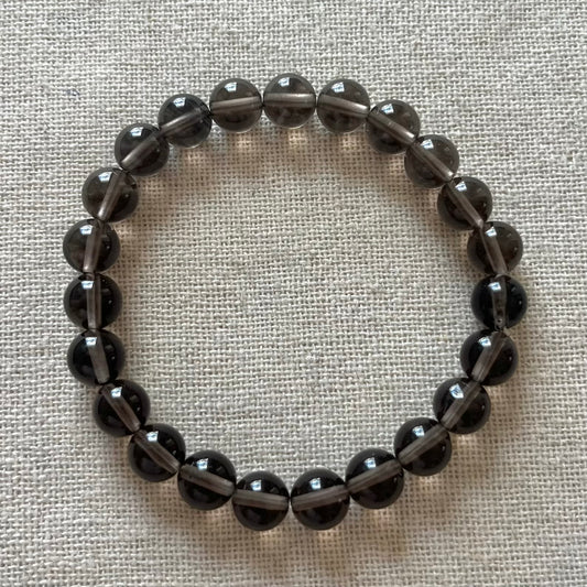 Smoky Quartz 8mm Beaded Bracelet - Grounding