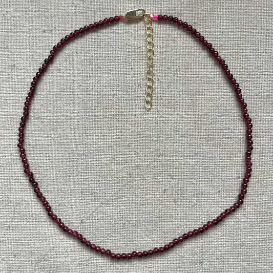 Garnet 3mm Beaded Necklace - Passion
