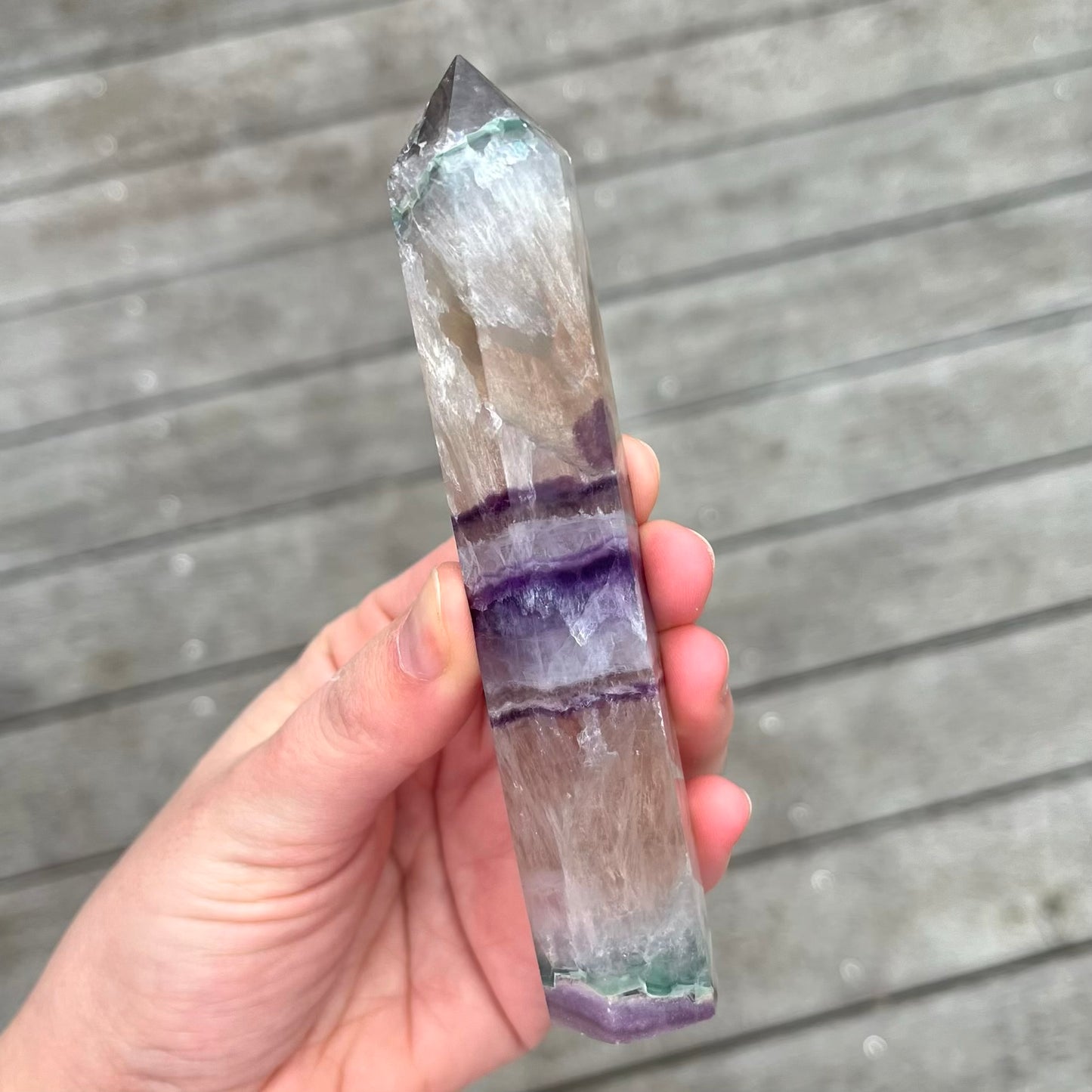 Feather Fluorite Tower Crystal - Vibrant, Clarifying, Uplifting
