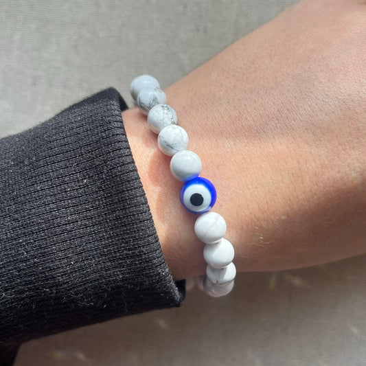 Protection Evil Eye Bracelet - Howlite 8mm