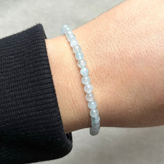 Aquamarine 4mm Beaded Bracelet - Calm