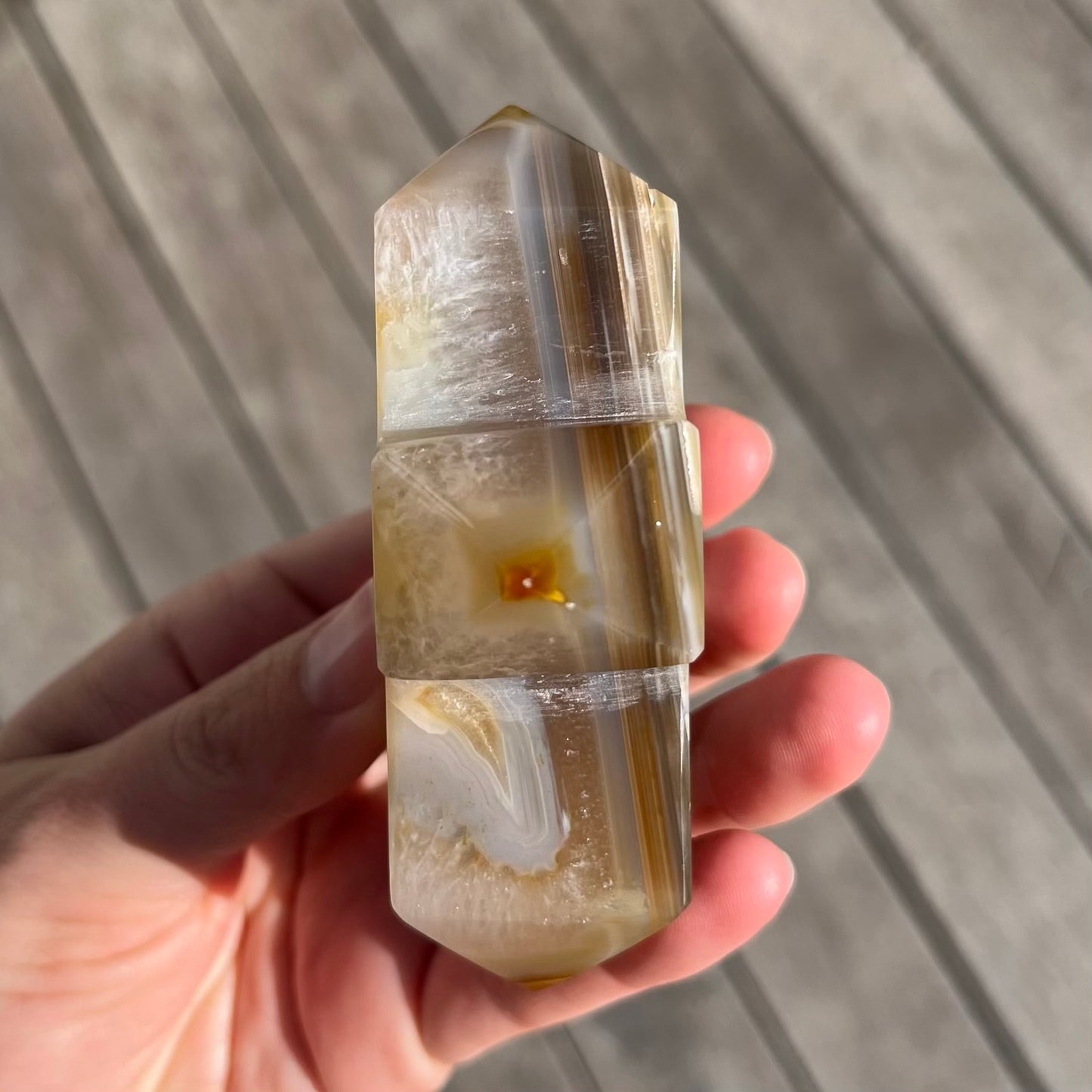 Agate Medium Cross Crystal - Grounding, Harmonising, Protective