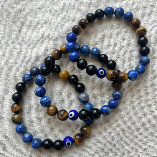 I Am Protected Bracelet - Lapis Lazuli, Tiger Eye & Obsidian