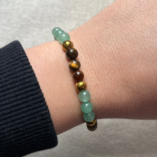 Abundant Energy Bracelet - Green Aventurine, Tiger Eye & Gold Hematite