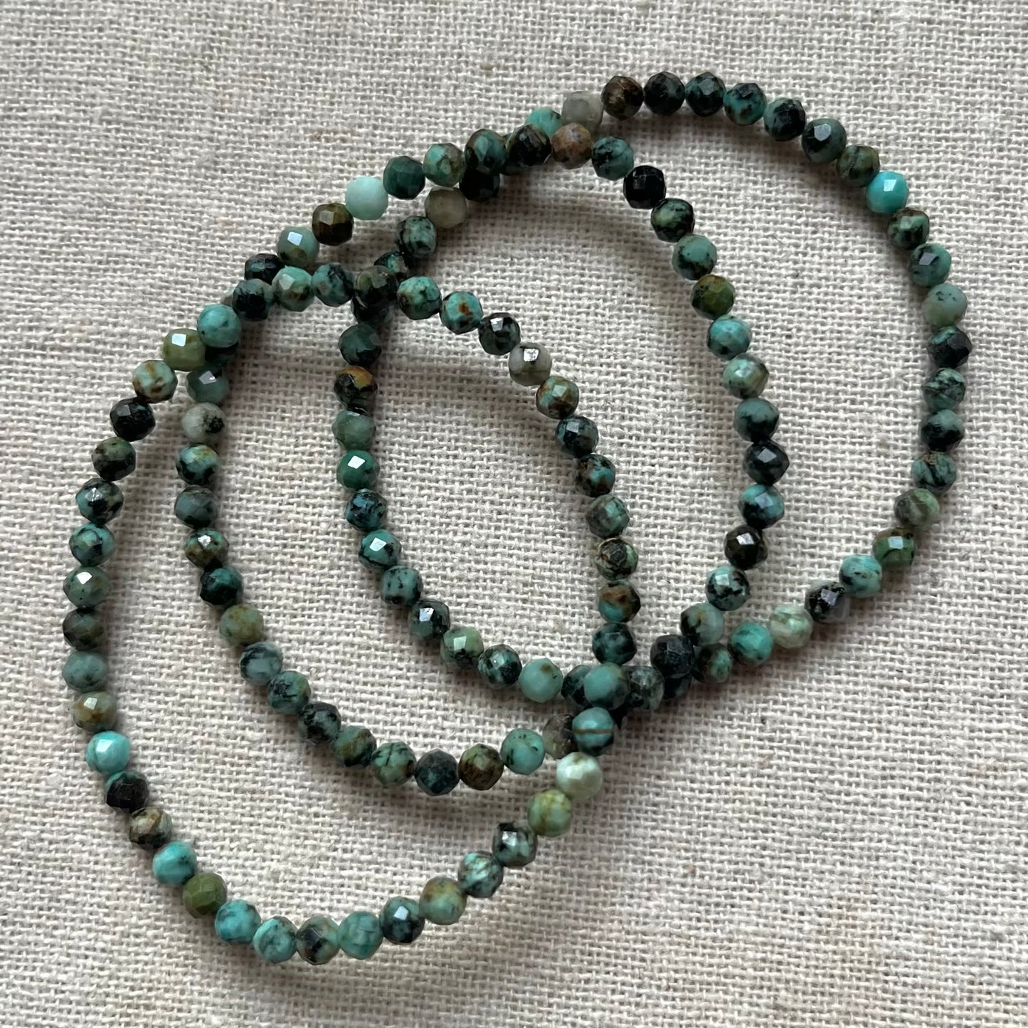 African Turquoise 4mm Facet Beaded Bracelet - Prosperity