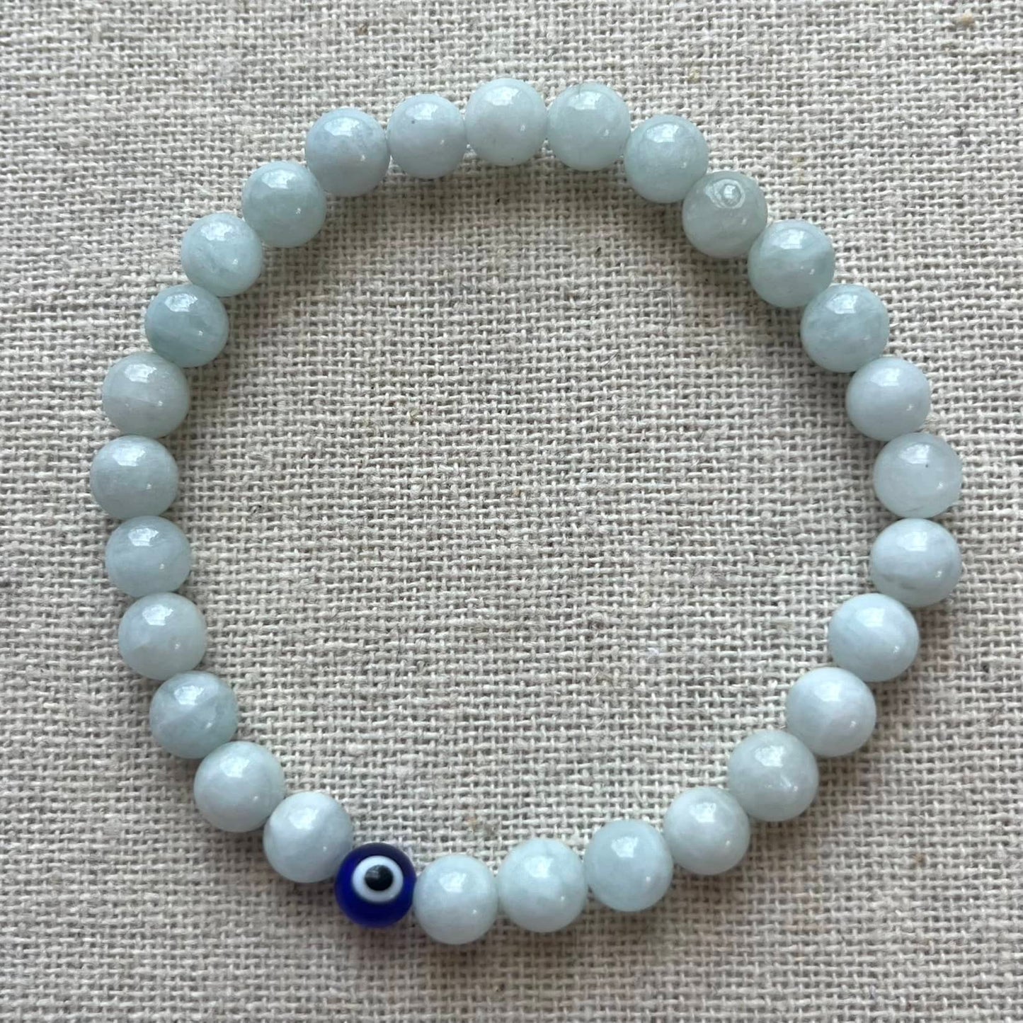 Protection Evil Eye Bracelet - Aquamarine 6mm