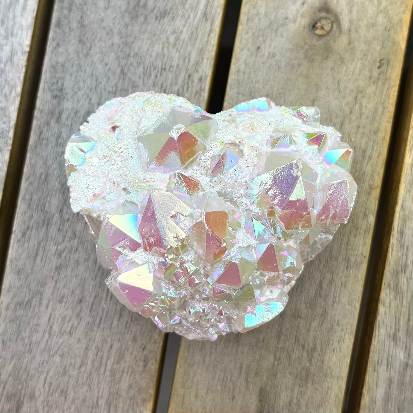 Angel Aura Quartz Medium Heart Crystal - Joy, Ethereal, Emotional Healing