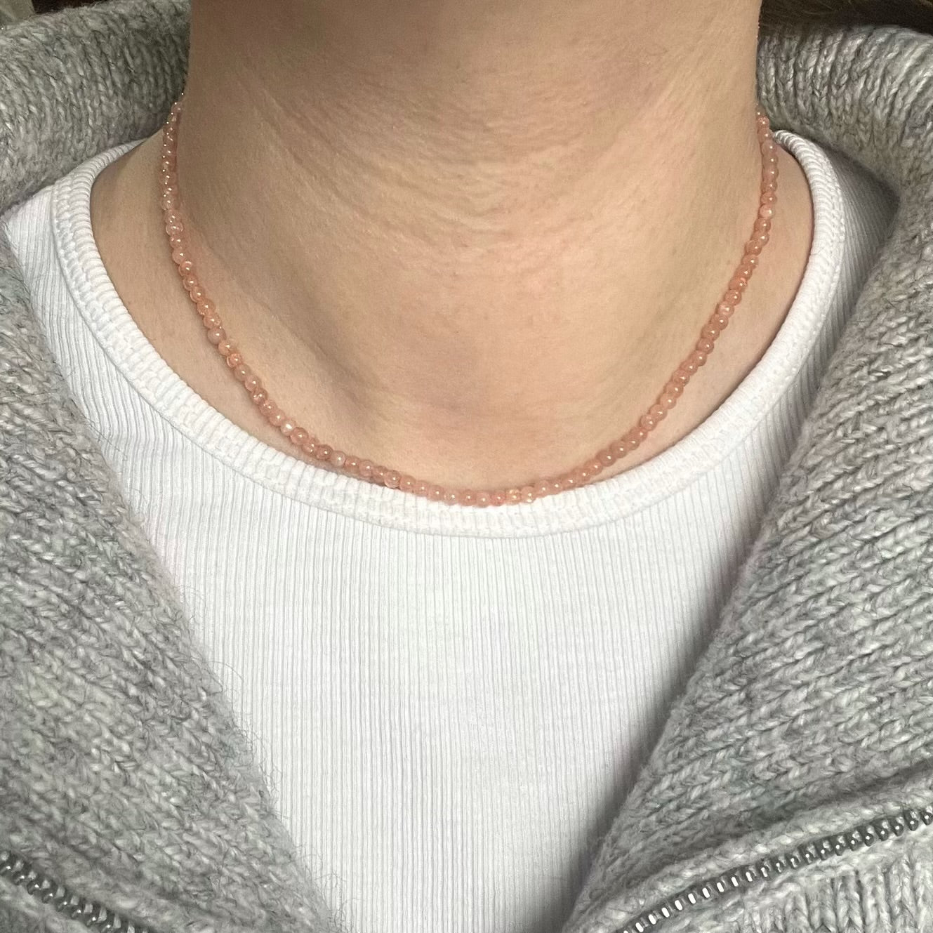 Sunstone 3mm Beaded Necklace - Joy