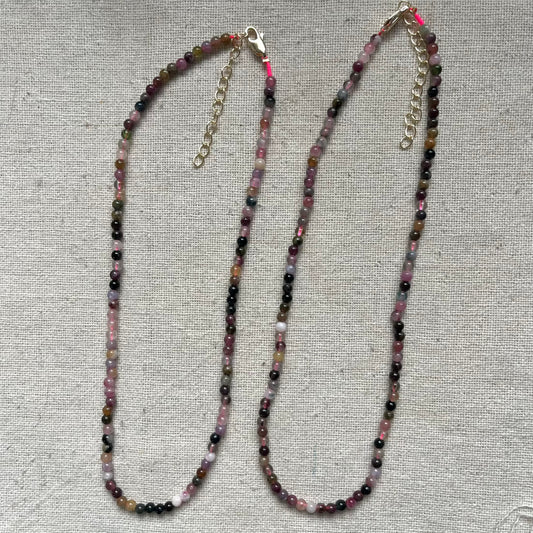 Rainbow Tourmaline 3mm Beaded Necklace - Balance