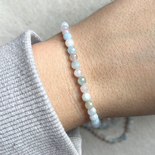 Morganite 4mm Facet Beaded Bracelet - Divine Love