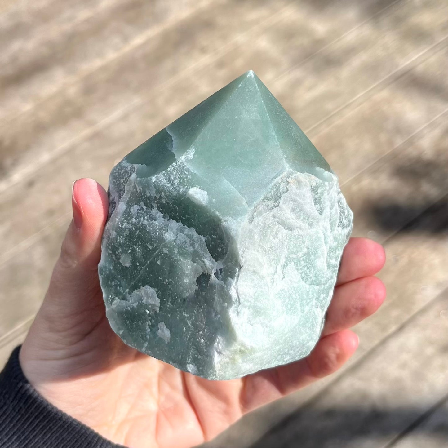Green Aventurine Large Raw Point Crystal - Prosperity, Growth