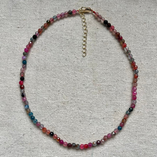 Coloured Agate 4mm Facet Beaded Necklace - Stability
