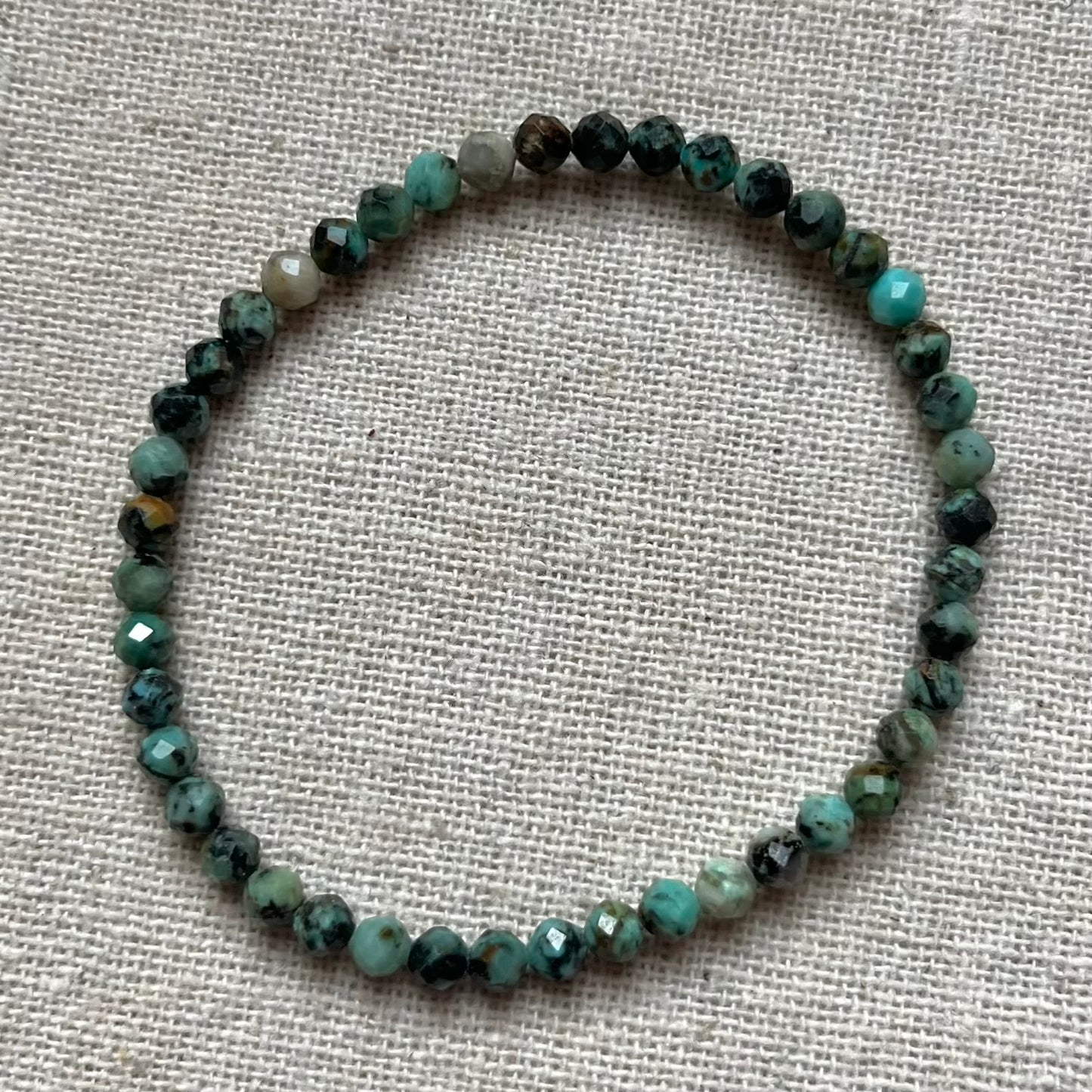African Turquoise 4mm Facet Beaded Bracelet - Prosperity