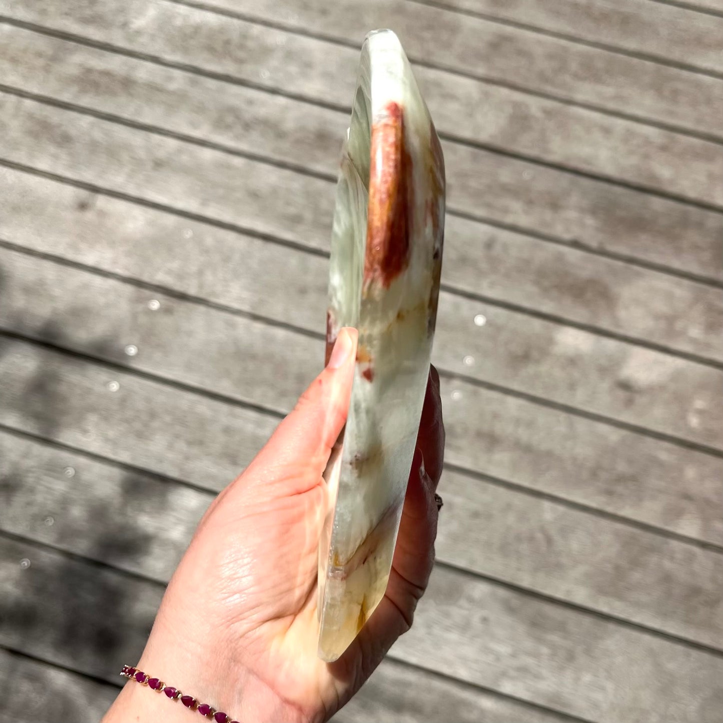 Green Onyx Large Heart Crystal Dish - Protection, Grounding, Strength
