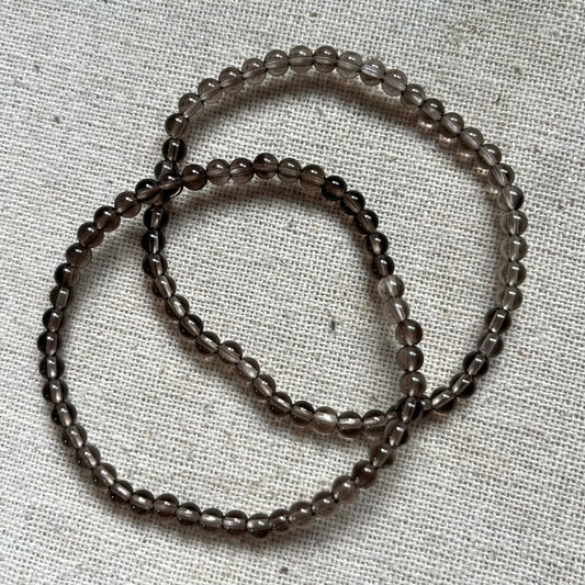 Smoky Quartz 4mm Beaded Bracelet - Grounding
