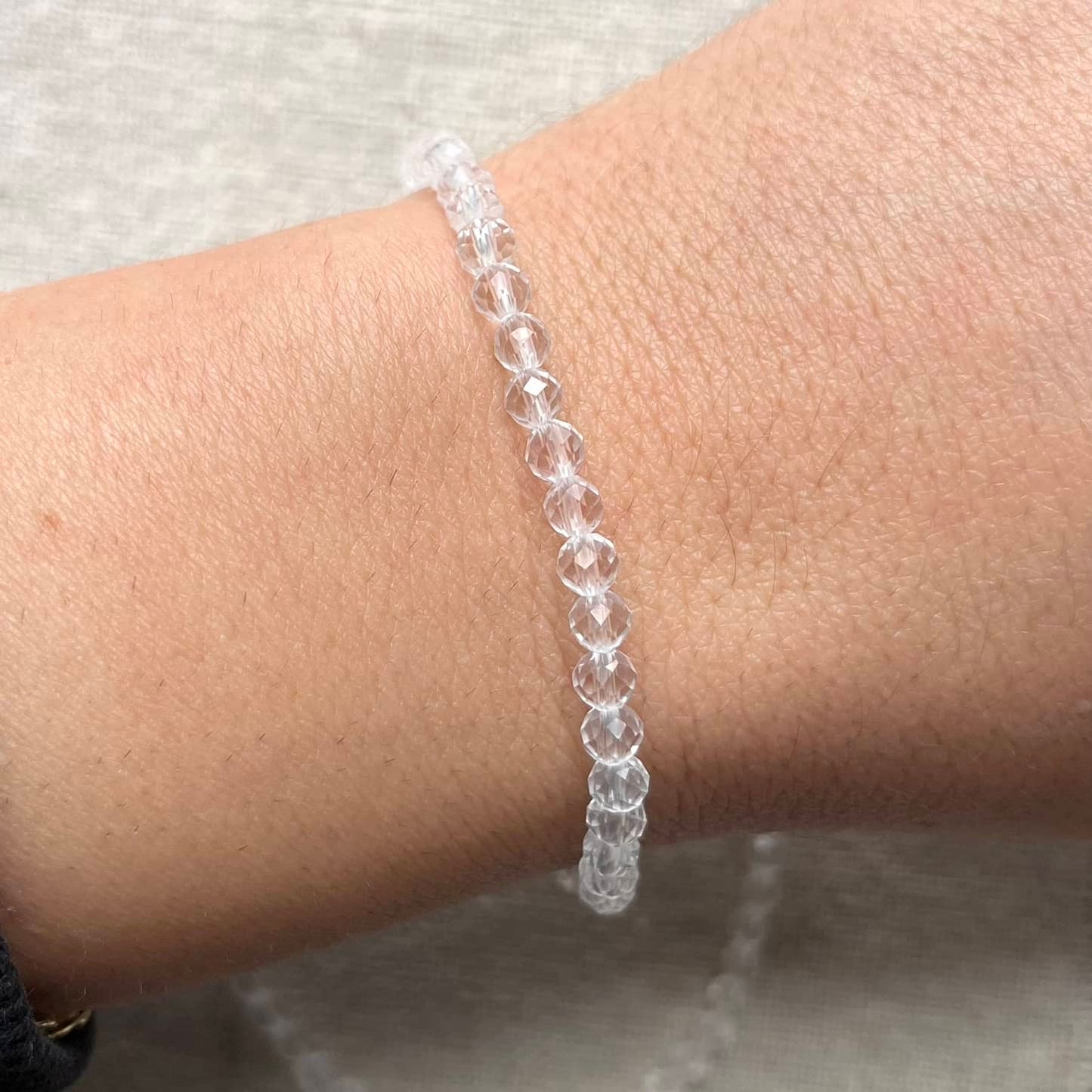 Clear Quartz 4mm Facet Beaded Bracelet - Master Healer