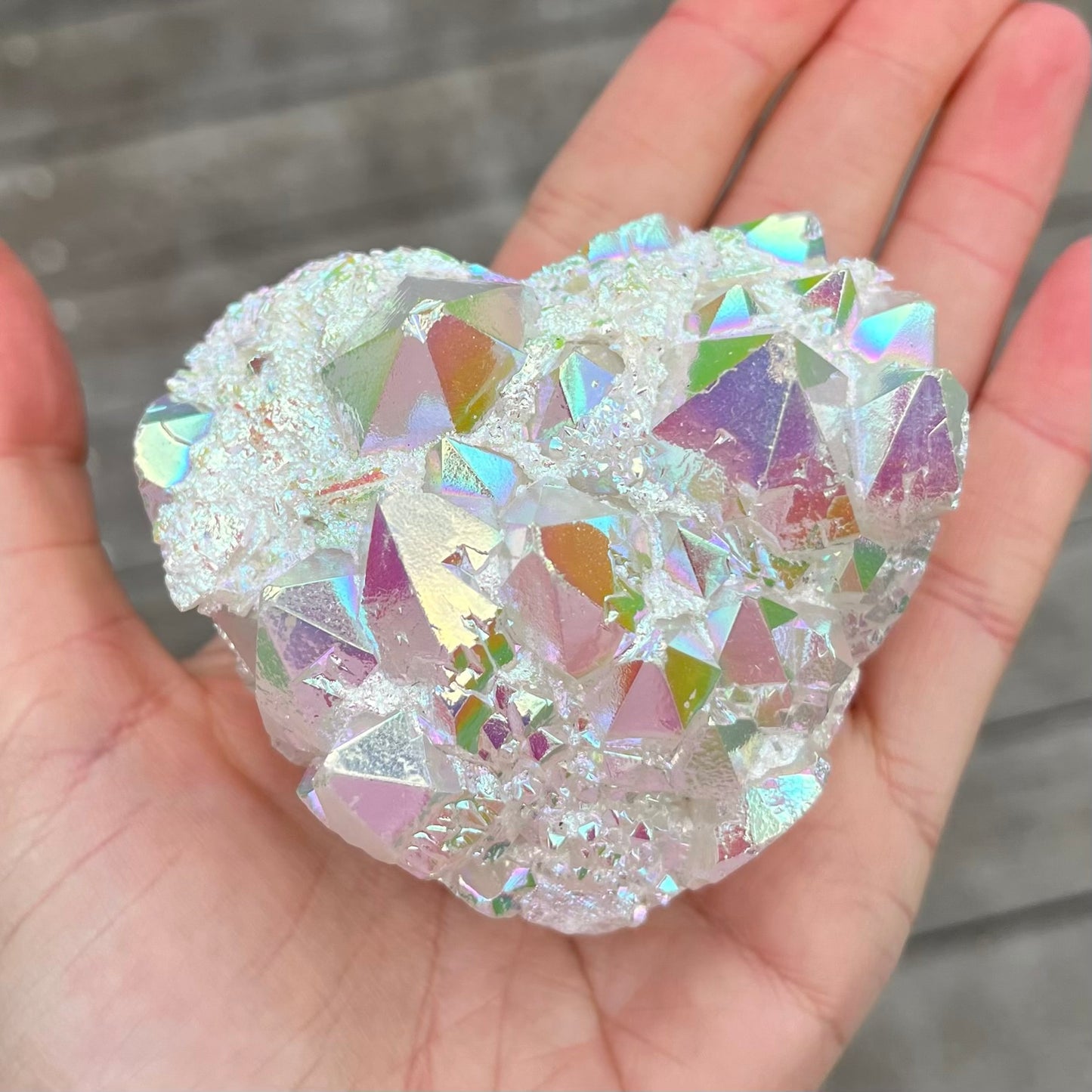 Angel Aura Quartz Medium Heart Crystal - Joy, Ethereal, Emotional Healing