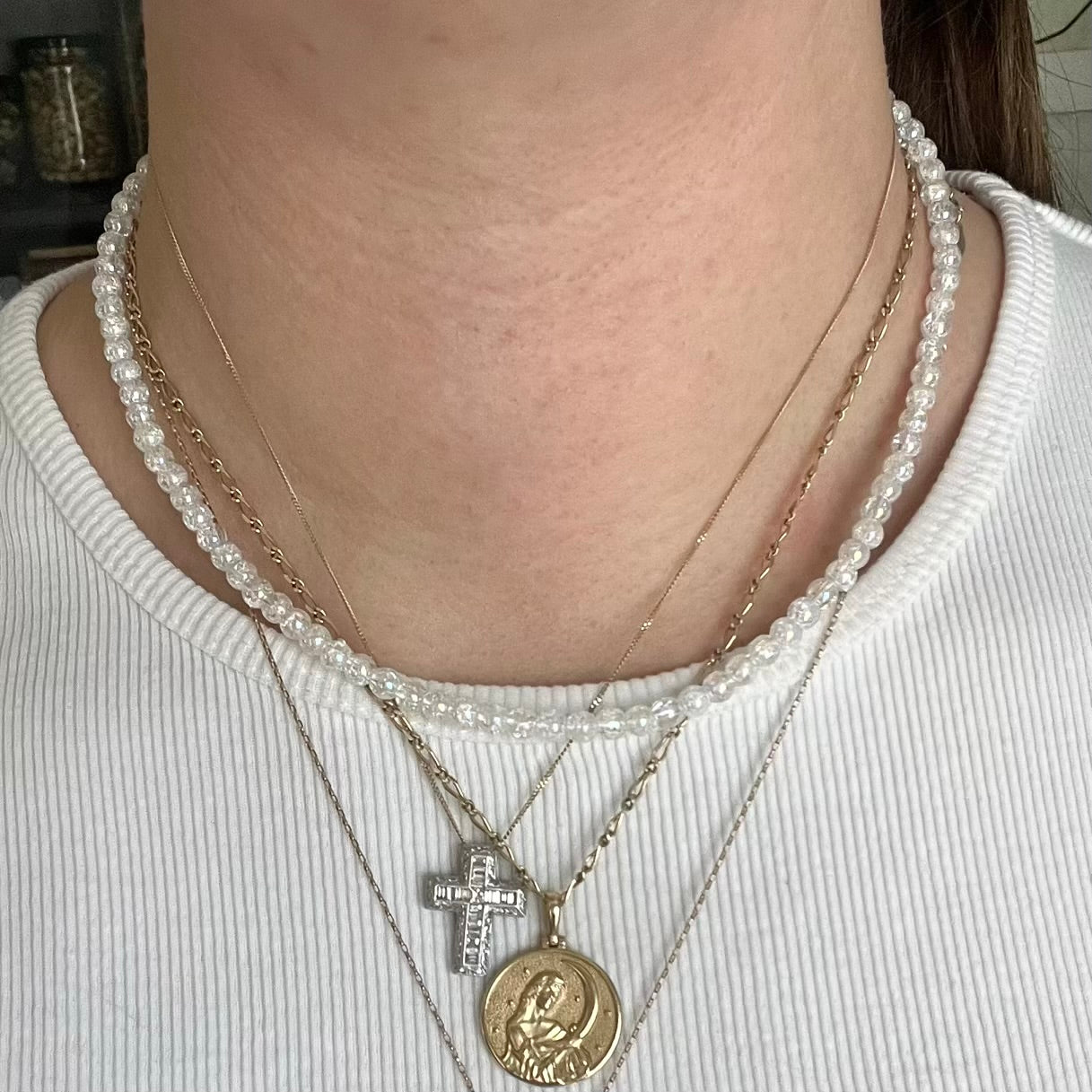 Angel Aura Quartz 4mm Beaded Necklace - Radiance