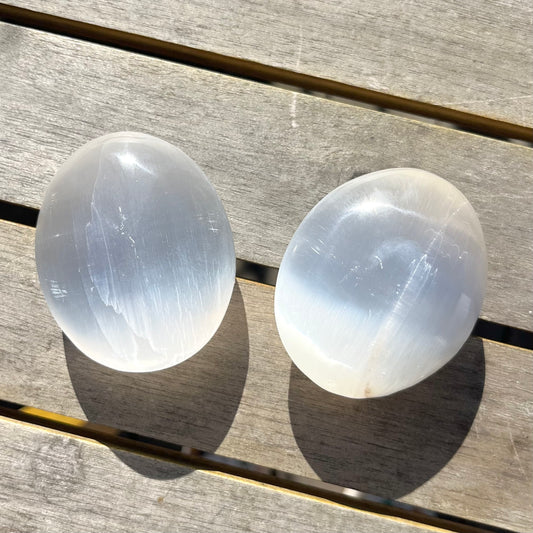 Selenite Palm Stone Crystal - High Vibe, Protection, Spiritual Connection